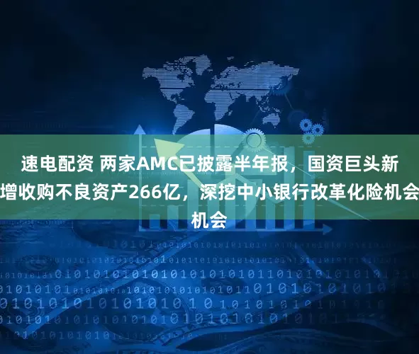 速电配资 两家AMC已披露半年报,国资巨头新增收购不良资产266亿,深挖中小银行改革化险机会